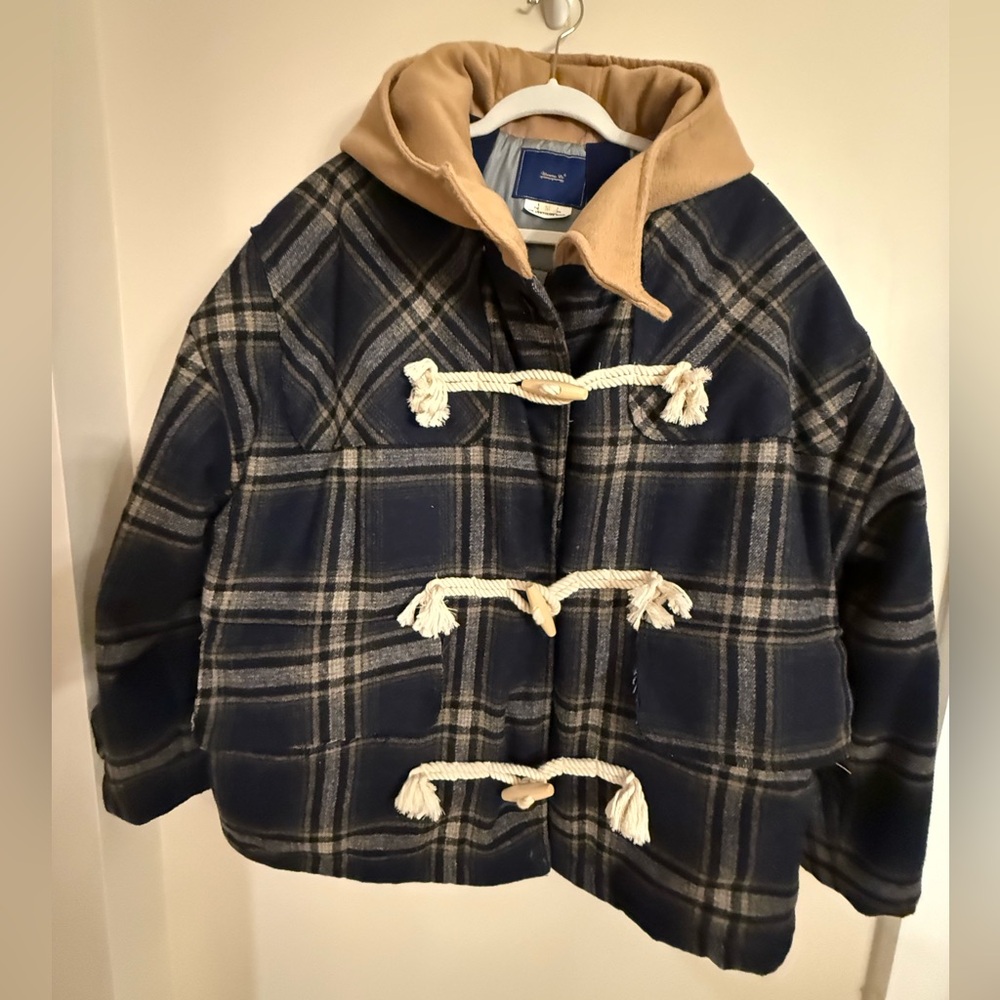 Unvesno Plaid Toggle Coat - Medium Unisex